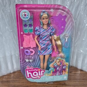 Barbie Totally Hair Doll in Pink and Blue Dress New